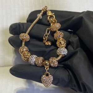 Beautiful Gold and Silver Heart Charm Bracelet